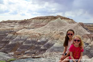 Buttercup and Spider Monkey in the Blue Mesa portion of the Petrified Forest National Park