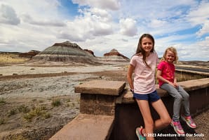 Buttercup and Spider Monkey in the Blue Mesa portion of the Petrified Forest National Park
