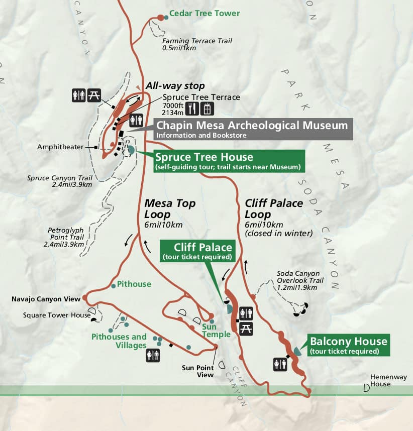 Mesa Verde NP Chapin Mesa Area Map