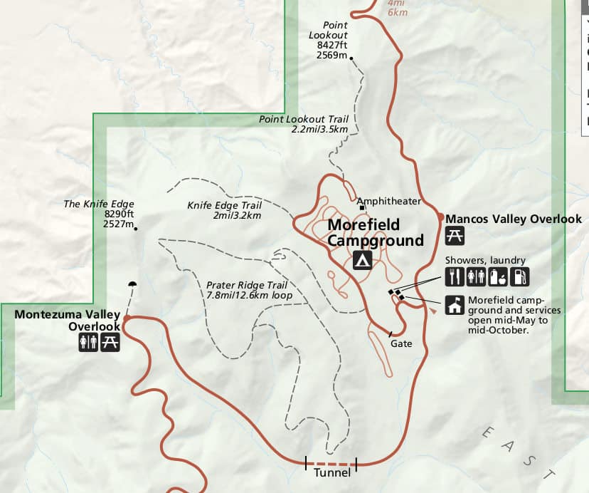 Mesa Verde NP Entrance Area Map