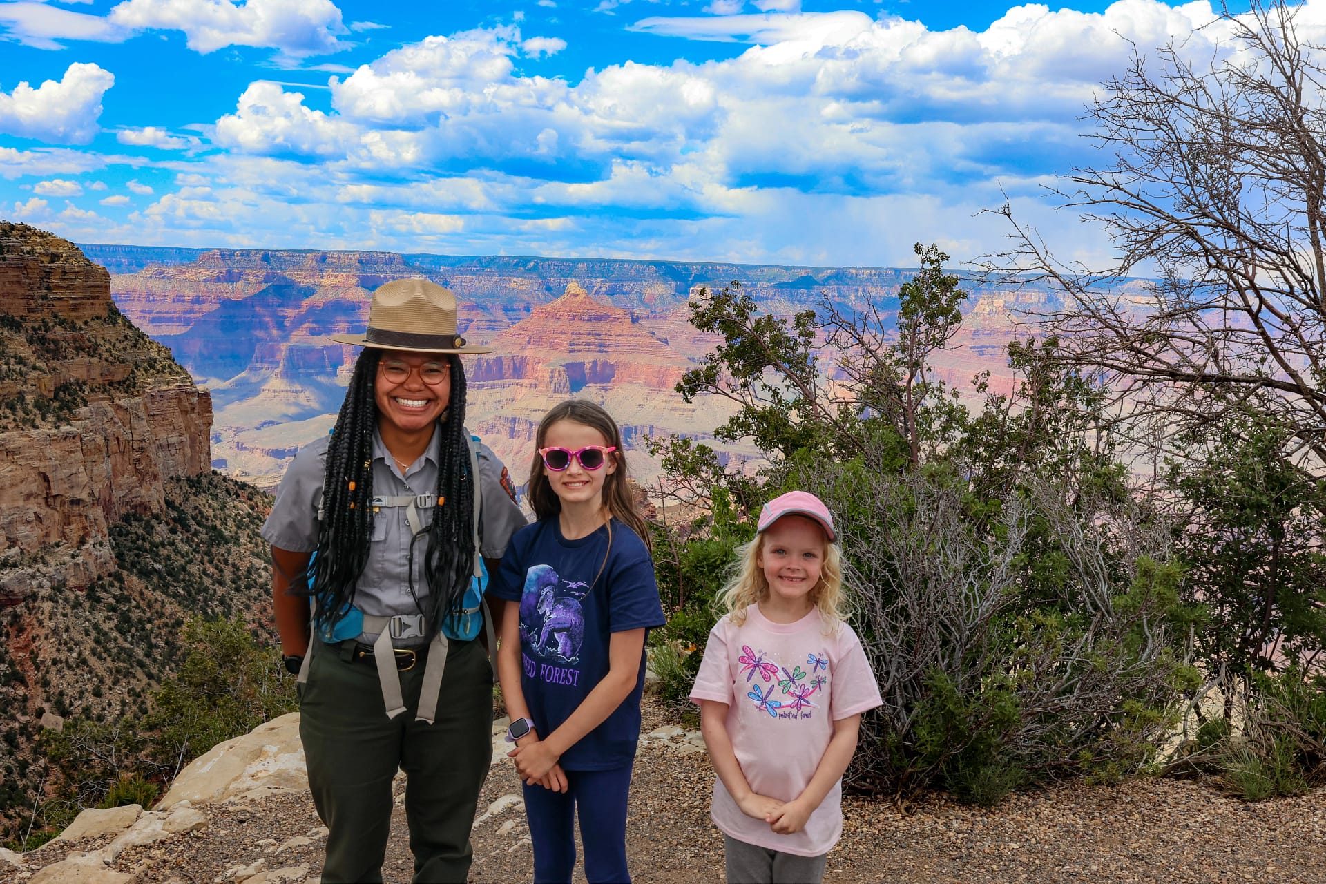 Kids participating in a Junior Ranger activity at the Grand Canyon