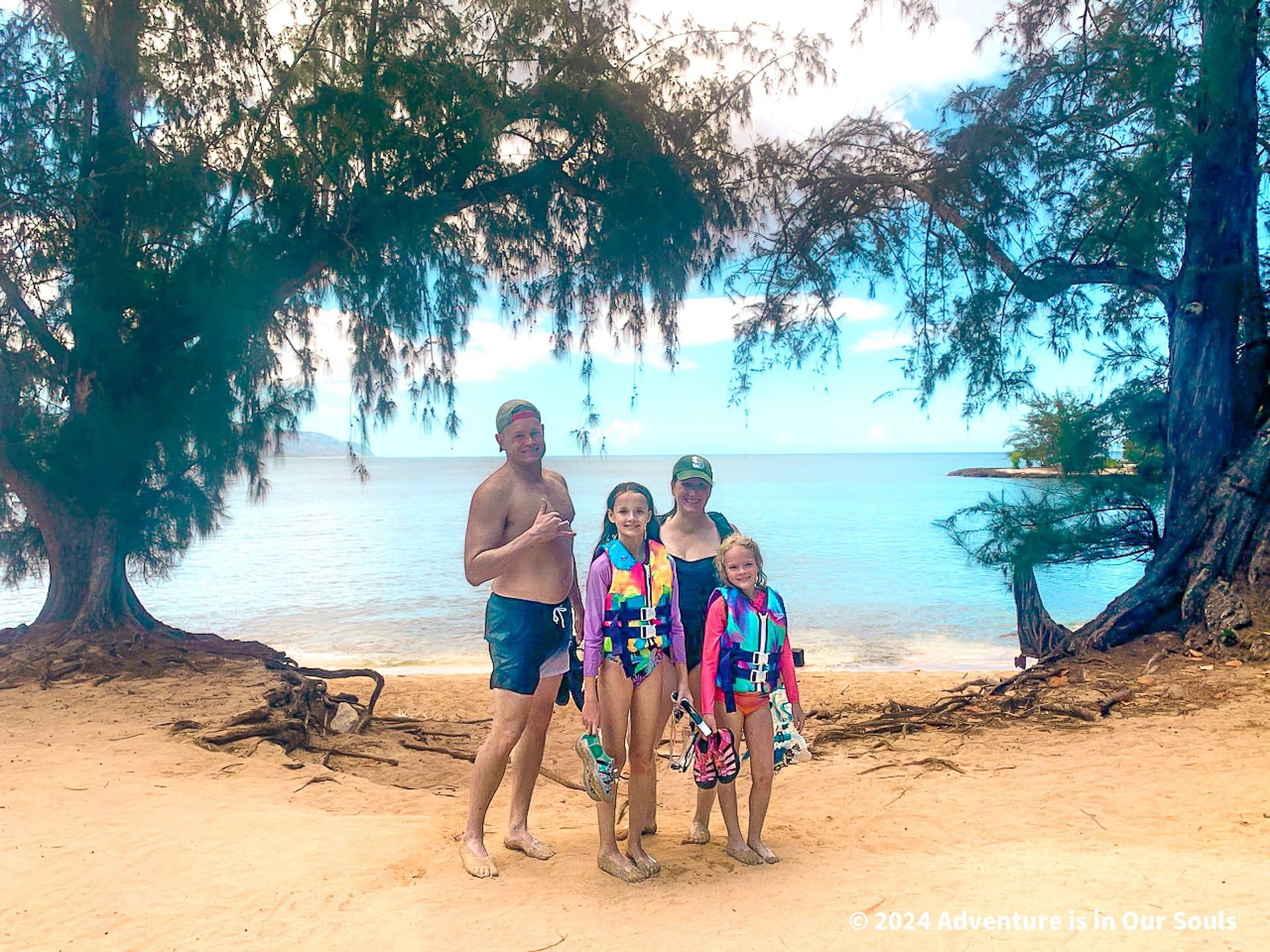 Our family on a beach in Hawaii